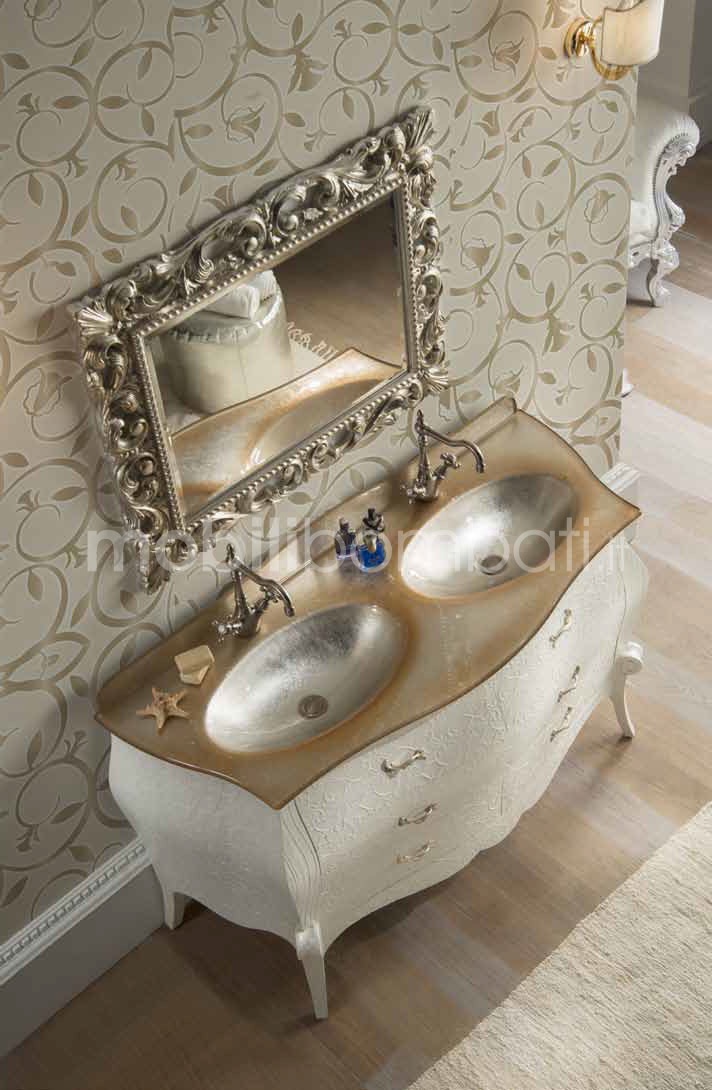 Specchio Bagno Barocco in foglia d'argento - Solo su