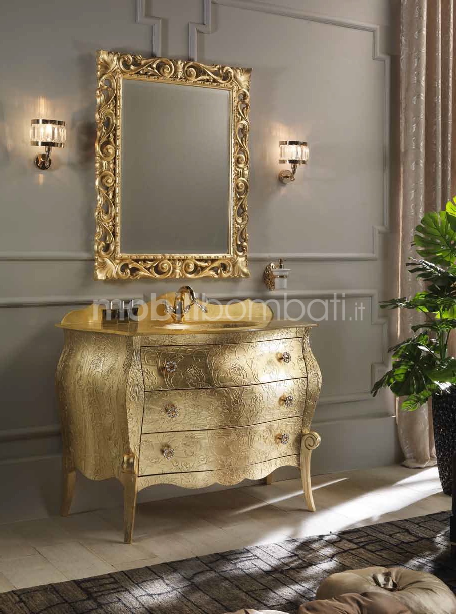 Specchiera moderna foglia oro