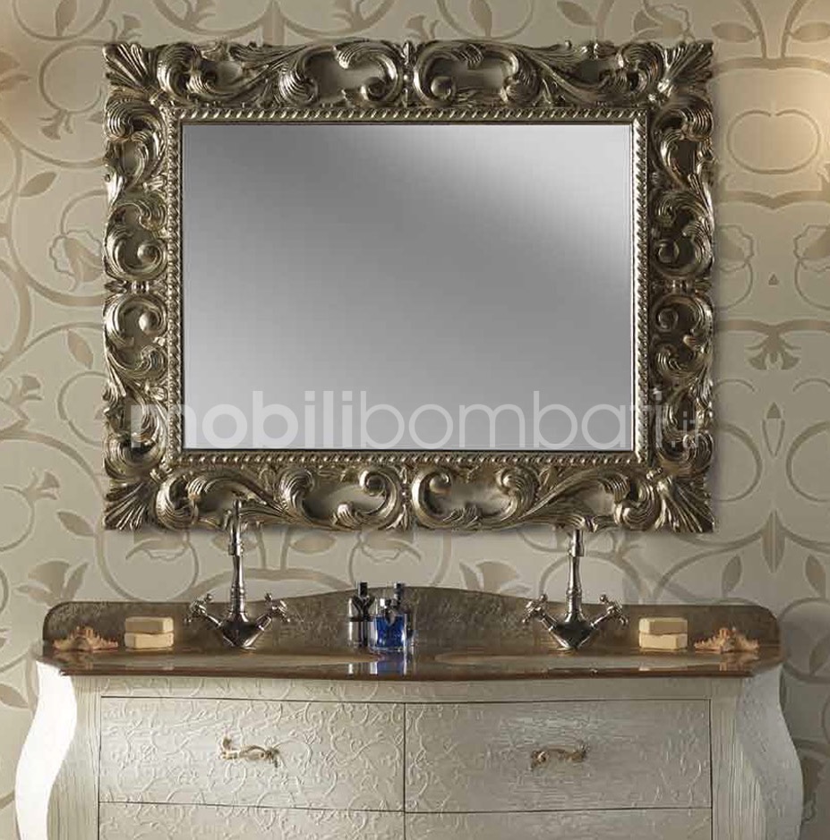Specchio Bagno Barocco in foglia d'argento - Solo su